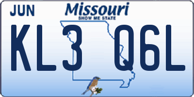 MO license plate KL3Q6L