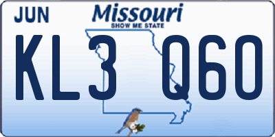 MO license plate KL3Q6O