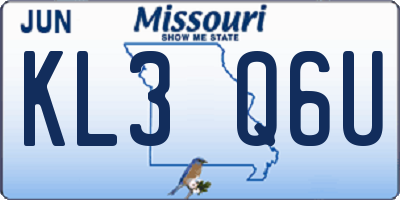 MO license plate KL3Q6U