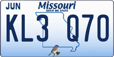MO license plate KL3Q7O