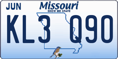 MO license plate KL3Q9O