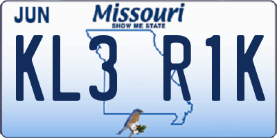 MO license plate KL3R1K