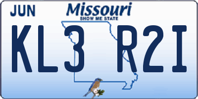 MO license plate KL3R2I