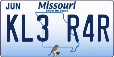MO license plate KL3R4R
