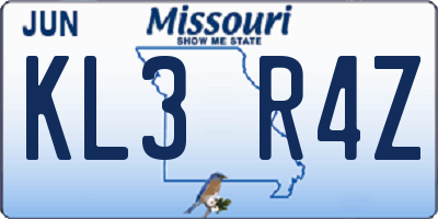 MO license plate KL3R4Z