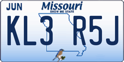 MO license plate KL3R5J