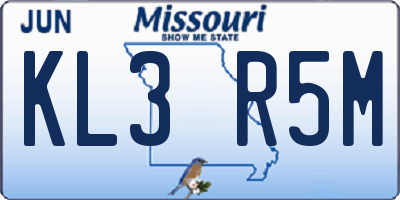 MO license plate KL3R5M