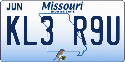 MO license plate KL3R9U