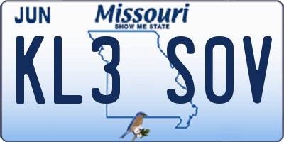 MO license plate KL3S0V