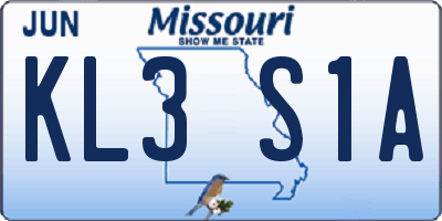 MO license plate KL3S1A