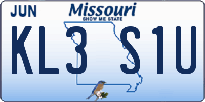 MO license plate KL3S1U