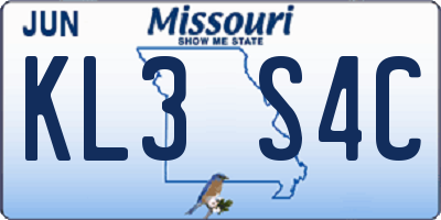 MO license plate KL3S4C