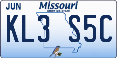 MO license plate KL3S5C