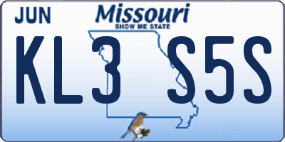 MO license plate KL3S5S