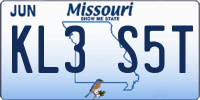 MO license plate KL3S5T