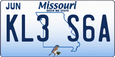 MO license plate KL3S6A