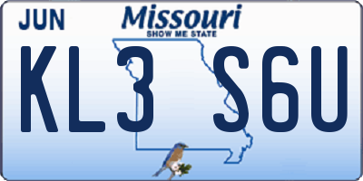 MO license plate KL3S6U