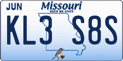 MO license plate KL3S8S
