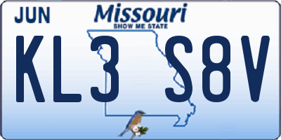 MO license plate KL3S8V
