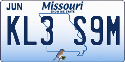 MO license plate KL3S9M