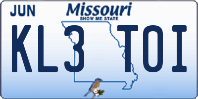 MO license plate KL3T0I
