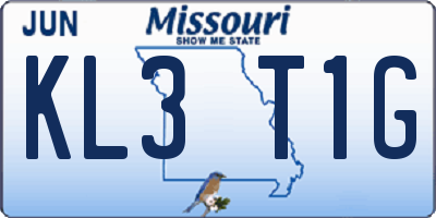 MO license plate KL3T1G