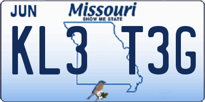 MO license plate KL3T3G