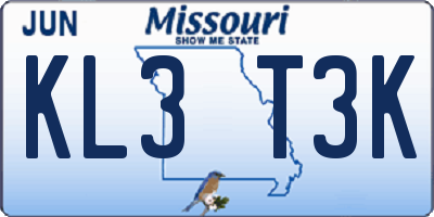 MO license plate KL3T3K