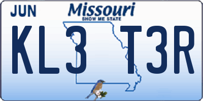 MO license plate KL3T3R