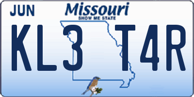 MO license plate KL3T4R