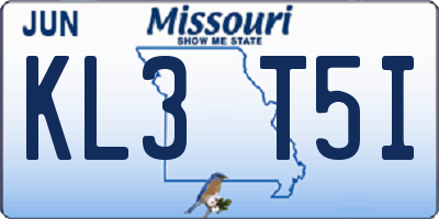 MO license plate KL3T5I