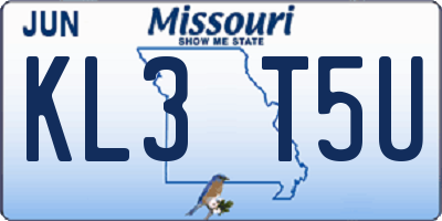 MO license plate KL3T5U
