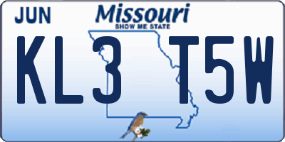 MO license plate KL3T5W