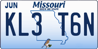 MO license plate KL3T6N
