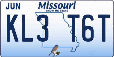 MO license plate KL3T6T