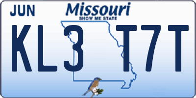 MO license plate KL3T7T