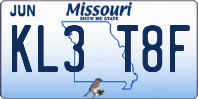 MO license plate KL3T8F