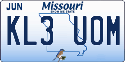 MO license plate KL3U0M
