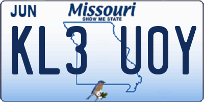 MO license plate KL3U0Y
