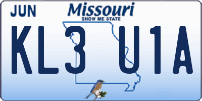 MO license plate KL3U1A