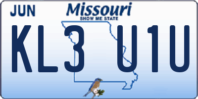 MO license plate KL3U1U