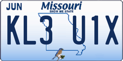 MO license plate KL3U1X