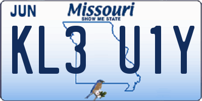 MO license plate KL3U1Y