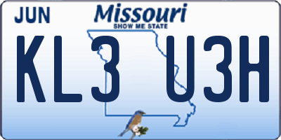 MO license plate KL3U3H