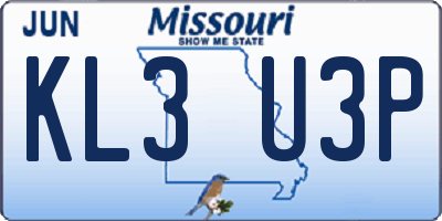MO license plate KL3U3P