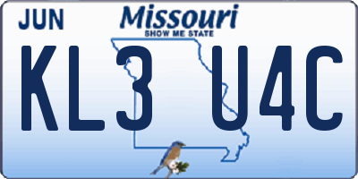 MO license plate KL3U4C