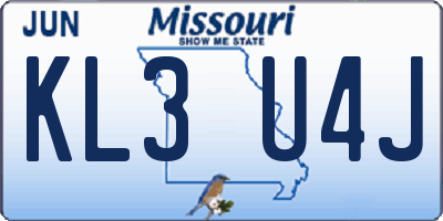 MO license plate KL3U4J