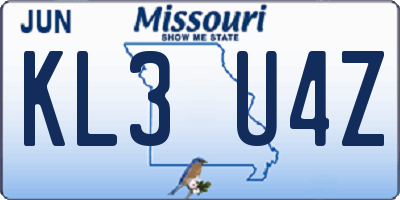 MO license plate KL3U4Z