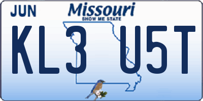 MO license plate KL3U5T