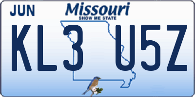 MO license plate KL3U5Z